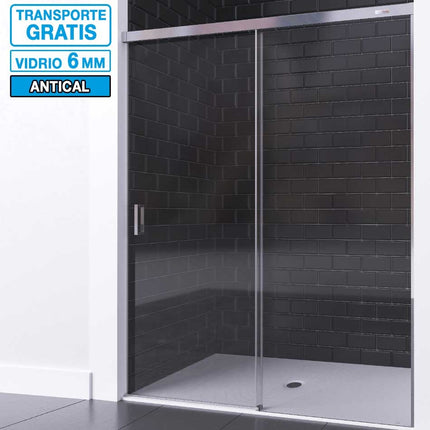 Mampara SIA de Seviban frontal de ducha hasta 180 cm de 2 hojas: 1 fija y 1 corredera