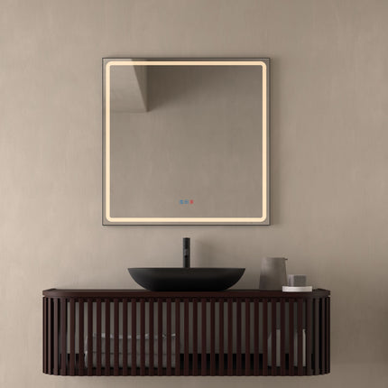 Espejo de baño LED Fontenay de Dyled 80x80 cm con marco metálico