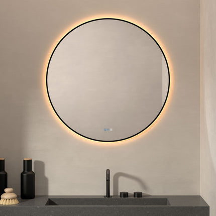 Espejo redondo LED Baeza de Dyled Ø100 cm con contorno negro