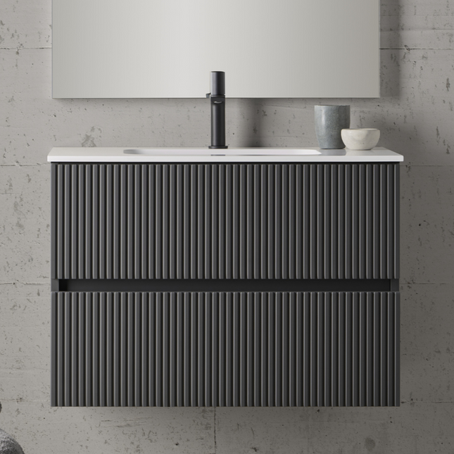 Mueble de Baño ETNA de Sanchis | 2 Cajones con Lavabo Cerámico | 7 Acabados - CuartoDeBaño.com