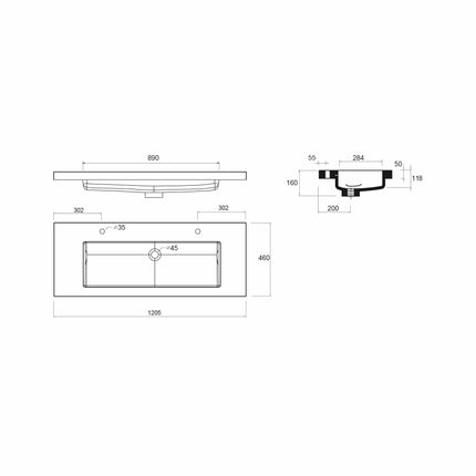  Lavabo TOSCANA 120 cm medidas