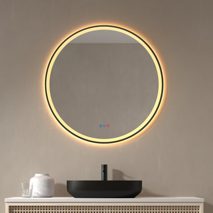 Espejo redondo LED Córdoba de Dyled Ø80 cm con contorno negro