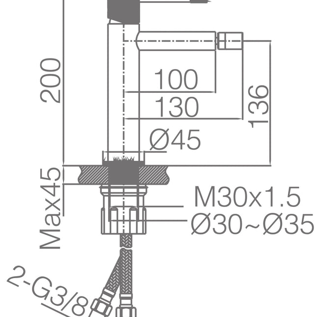 croquis Grifo de Bidé LINE Bdd038-2Nq de Imex