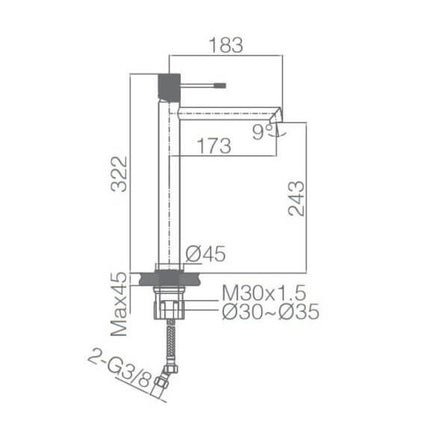 croquis Grifo LINE Bdd038-3Ng de Imex