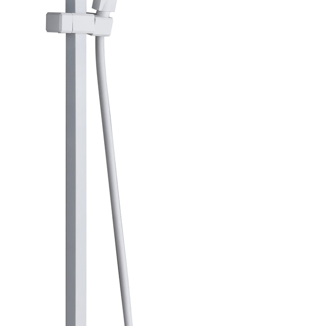 Conjunto De Ducha Blanco Mate FIJI| Barra Telescópica Ajustable | Rociador Antical 20x20 | Incluye Flexo Y Mango | IMEX - CuartoDeBaño.com