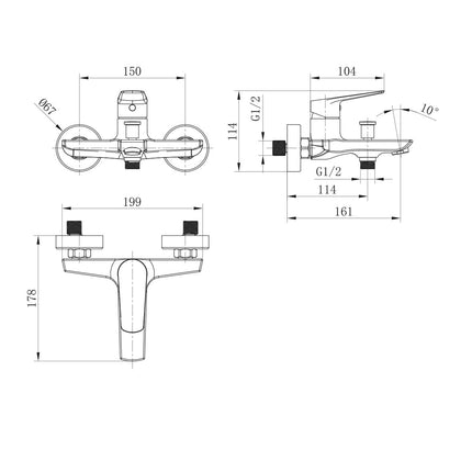 Mezclador de Baño y Ducha BÉLGICA en Negro Mate de Imex