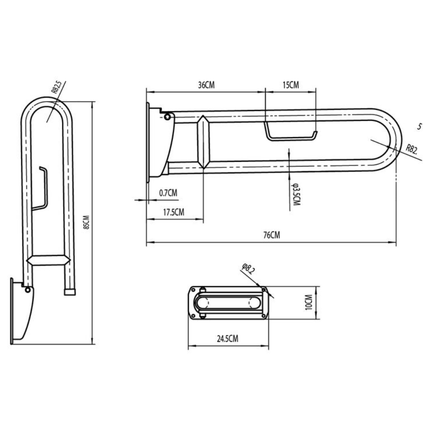 Croquis Barra de apoyo abatible INOX 304