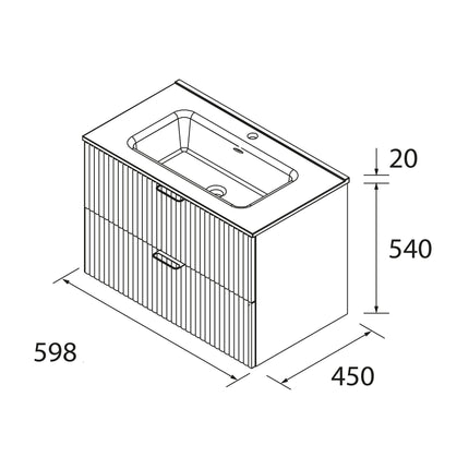 Mueble de Baño BIBA 2 Cajones con Lavabo Integrado – Diseño 3D y Máxima Capacidad - CuartoDeBaño.com