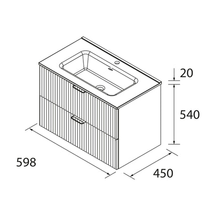 Mueble de Baño BIBA 2 Cajones con Lavabo Integrado – Diseño 3D y Máxima Capacidad - CuartoDeBaño.com