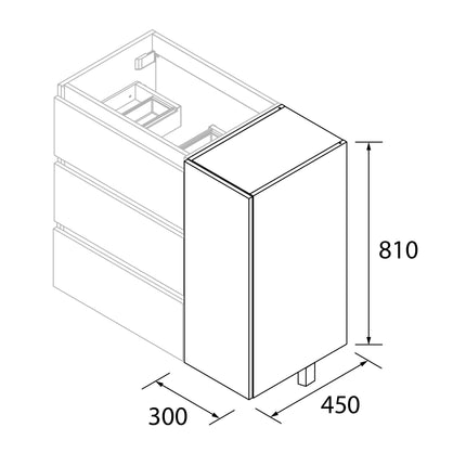 croquis Coqueta 1 Puerta Apertura Push en mueble