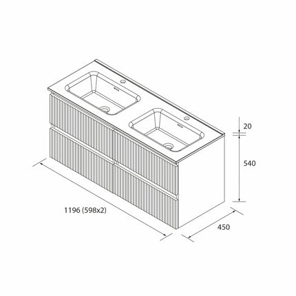 croquis mueble KIRA 120 cm lavabo integrado
