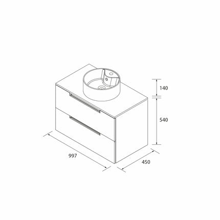 Mueble de Baño LENI con Lavabo Sobre Encimera. 4 acabados de 60 a 140 cm - CuartoDeBaño.com