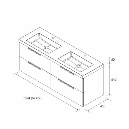 Croquis Mueble de Baño LENI 140 cm