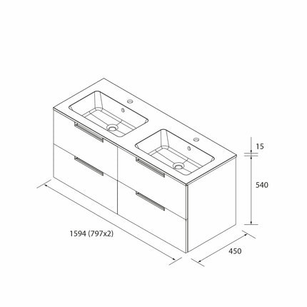 Croquis Mueble de Baño LENI 160 cm