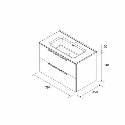 Croquis Mueble de Baño LENI 80 cm