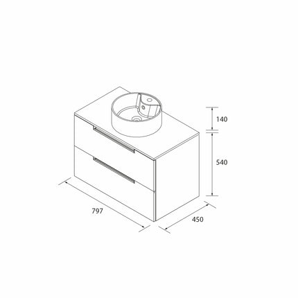 Mueble de Baño LENI con Lavabo Sobre Encimera. 4 acabados de 60 a 140 cm - CuartoDeBaño.com