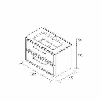 Croquis Mueble de baño RUNA 100 cm