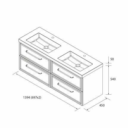 Croquis Mueble de baño RUNA 140 cm