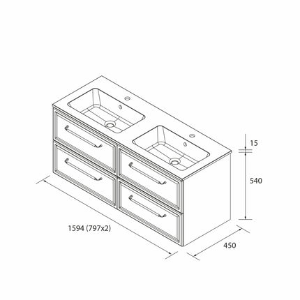 Croquis Mueble de baño RUNA 160 cm