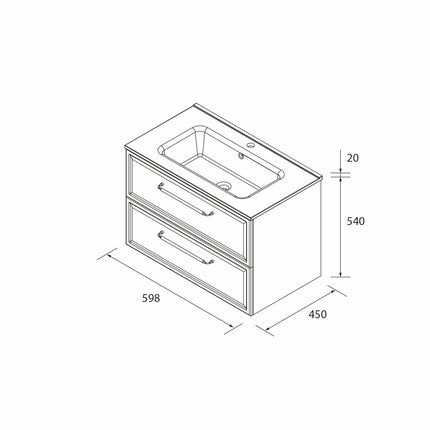 Croquis Mueble de baño RUNA 60 cm