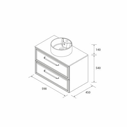 Mueble de Baño RUNA de Salgar con Lavabo Sobre Encimera. 4 Acabados, de 60 a 140 cm