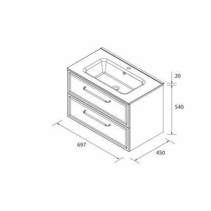 Croquis Mueble de baño RUNA 70 cm