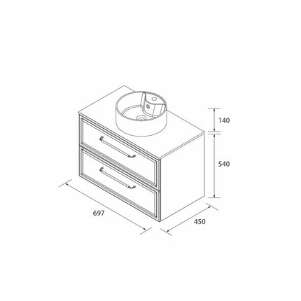 Mueble de Baño RUNA de Salgar con Lavabo Sobre Encimera. 4 Acabados, de 60 a 140 cm