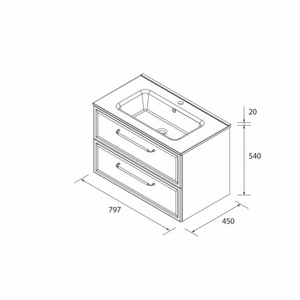 Croquis Mueble de baño RUNA 80 cm