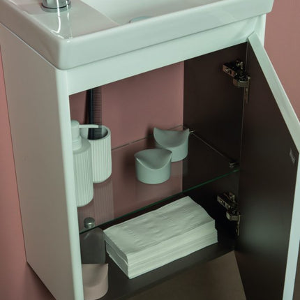 Conjunto mueble baño ENJOY puerta abierta