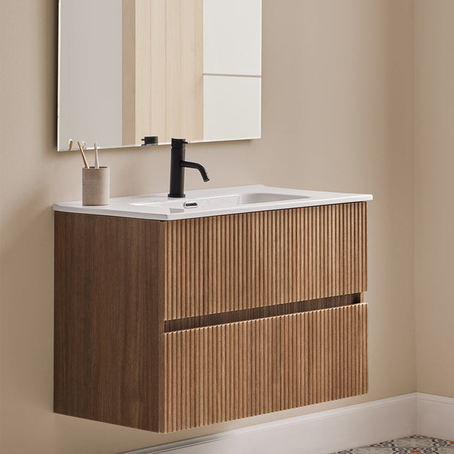 Mueble de Baño ETNA de Sanchis | 2 Cajones con Lavabo Cerámico | 7 Acabados - CuartoDeBaño.com