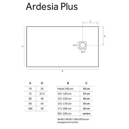 Croquis Plato de Ducha ARDESIA PLUS 