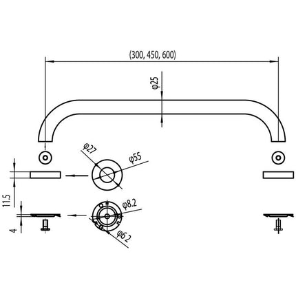 croquis Barra de apoyo para ducha GME