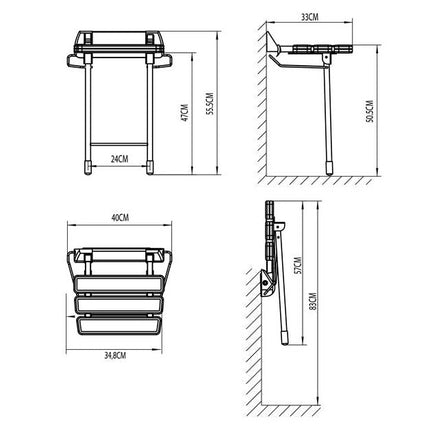 Croquis Asiento de ducha plegable GME ABS