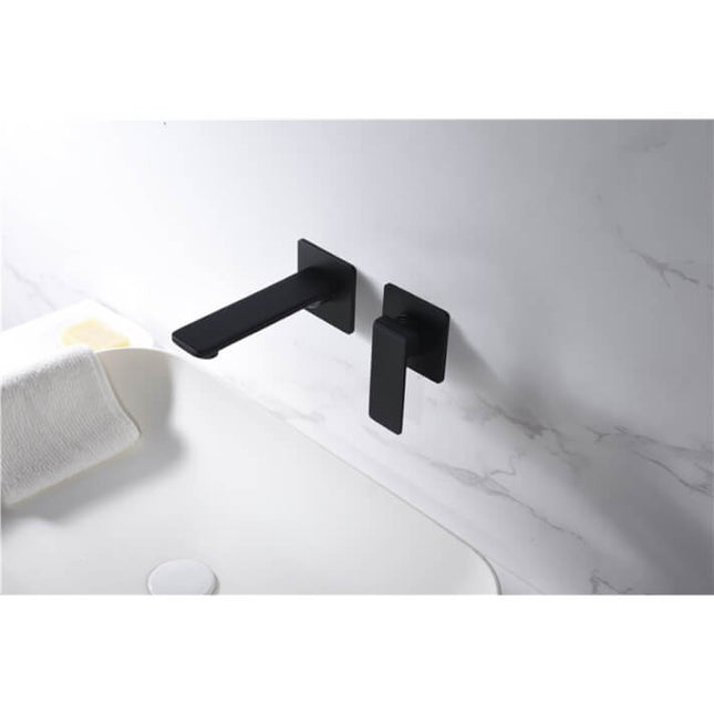 Grifo De Lavabo Empotrado Negro Mate FIJI | Monomando | Diseño Minimalista | IMEX - CuartoDeBaño.com