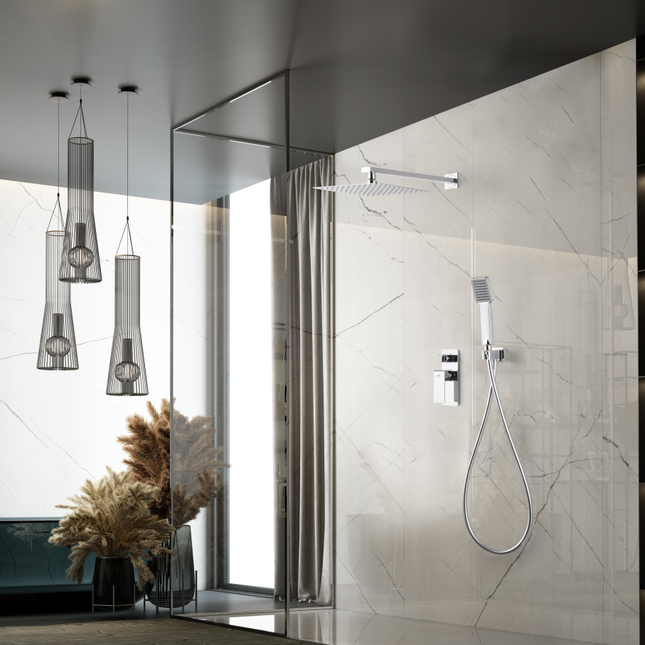 Conjunto Ducha Empotrado Monomando FIYI | Sistema Empotrado Completo | Cromo Brillante | IMEX - CuartoDeBaño.com