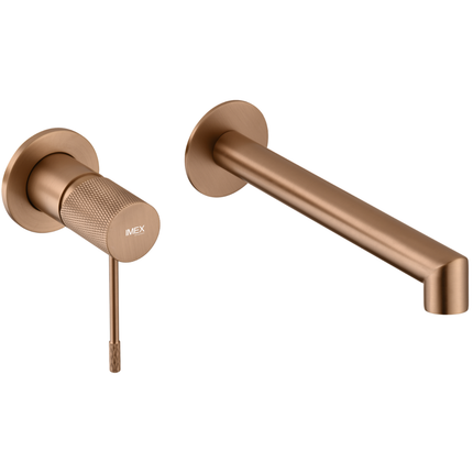 Grifo de lavabo empotrado Line en oro rosa cepillado