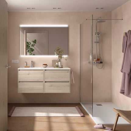 NOJA 120 cm 4 Cajones Lavabo Desplazado Izquierda natural