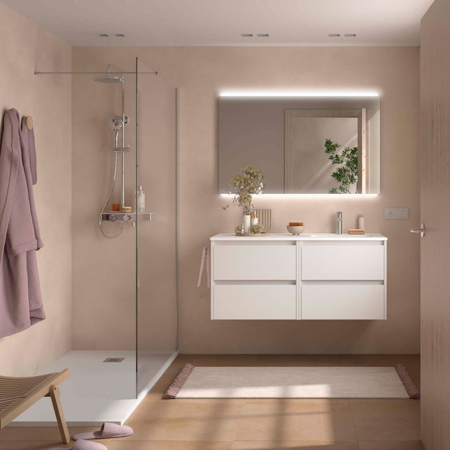 NOJA 120 cm 4 Cajones Lavabo Desplazado Derecha Blanco 