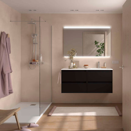 NOJA 120 cm 4 Cajones Lavabo Desplazado Derecha Negro