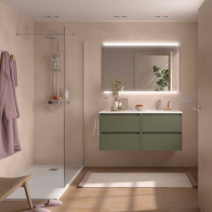 NOJA 120 cm 4 Cajones Lavabo Desplazado Derecha Verde