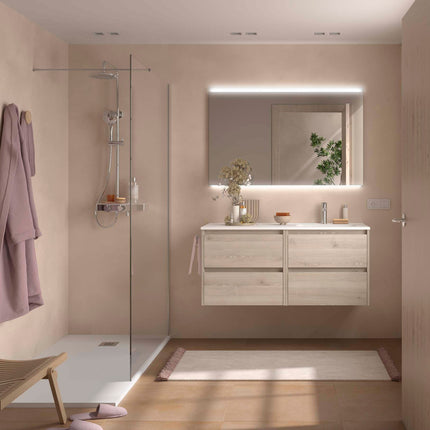 NOJA 120 cm 4 Cajones Lavabo Desplazado Derecha Natural 