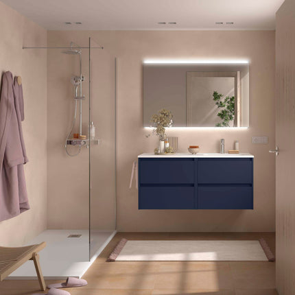 NOJA 120 cm 4 Cajones Lavabo Desplazado Derecha Azul