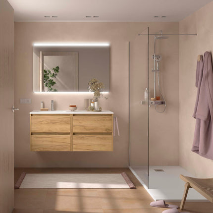 NOJA 120 cm 4 Cajones Lavabo Desplazado Izquierda roble africa