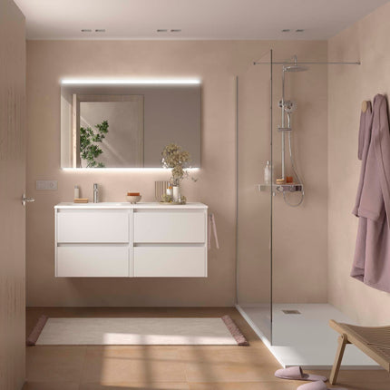 NOJA 120 cm 4 Cajones Lavabo Desplazado Izquierda blanco mate