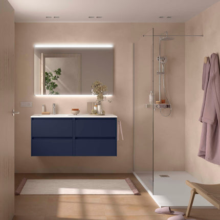 NOJA 120 cm 4 Cajones Lavabo Desplazado Izquierda azul