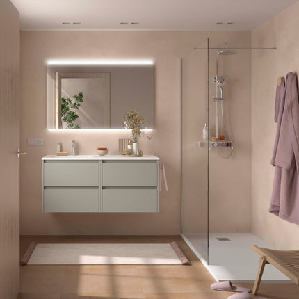 NOJA 120 cm 4 Cajones Lavabo Desplazado Izquierda gris