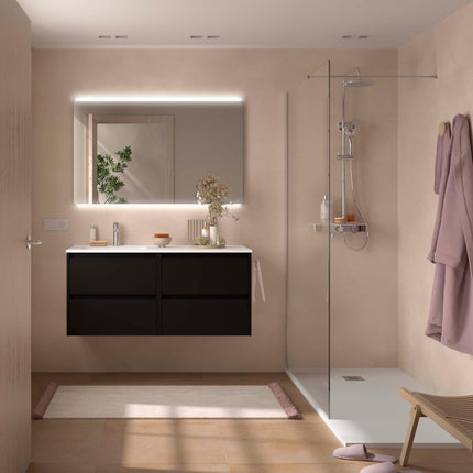 NOJA 120 cm 4 Cajones Lavabo Desplazado Izquierda negro