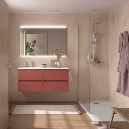 NOJA 120 cm 4 Cajones Lavabo Desplazado Izquierda rojo