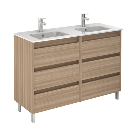 Conjunto mueble de baño SANSA 6 cajones nogal arenado