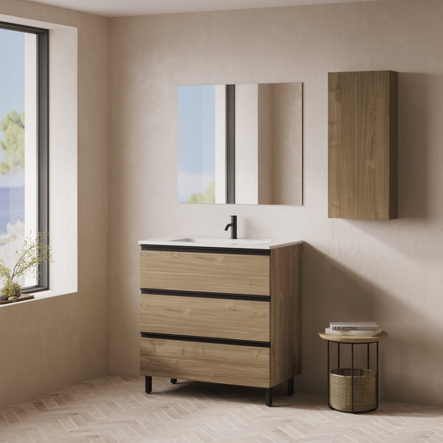 Mueble de baño Satori 3 cajones suspendido Nogal Tofee